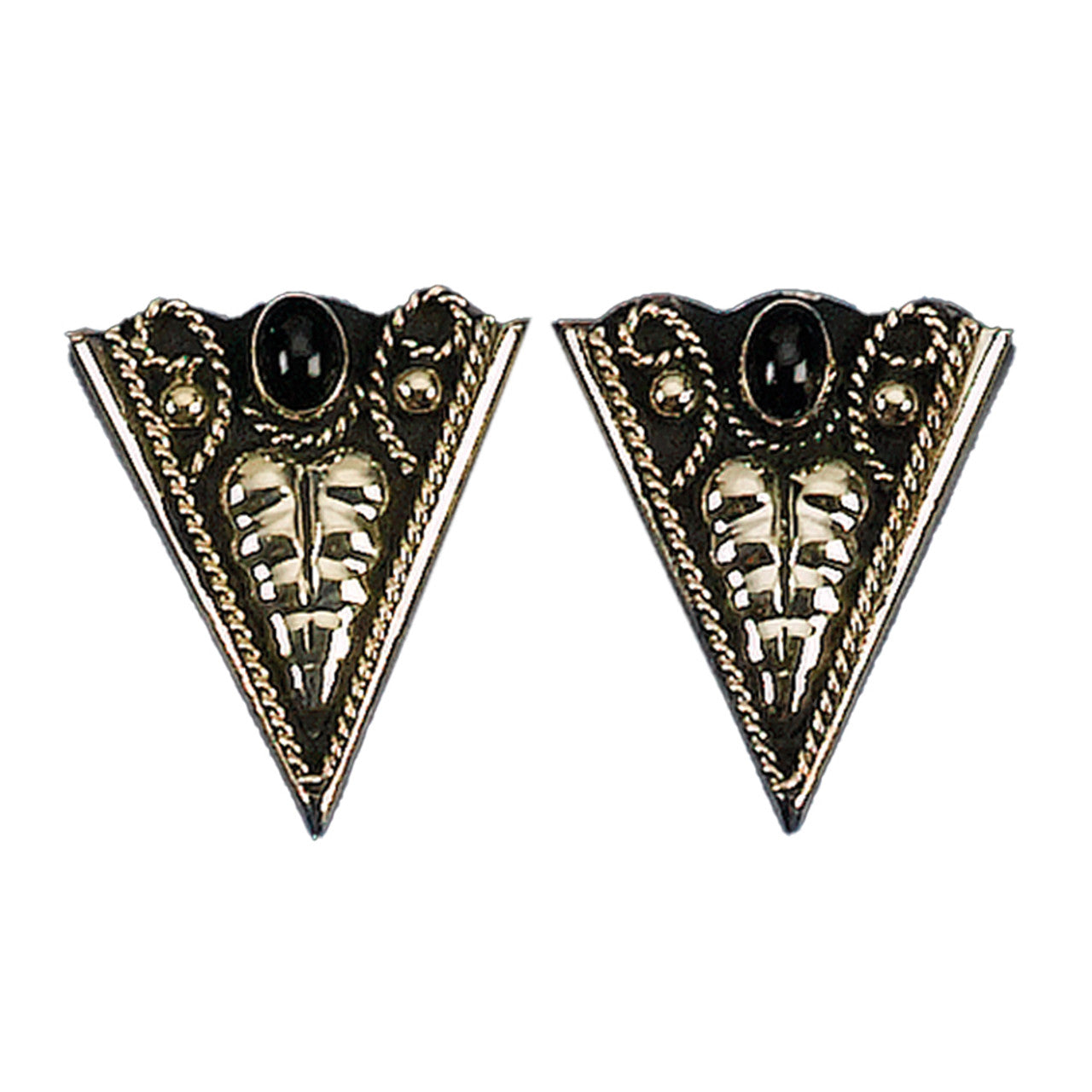 WE German Silver & Onyx Collar Tips CT-61