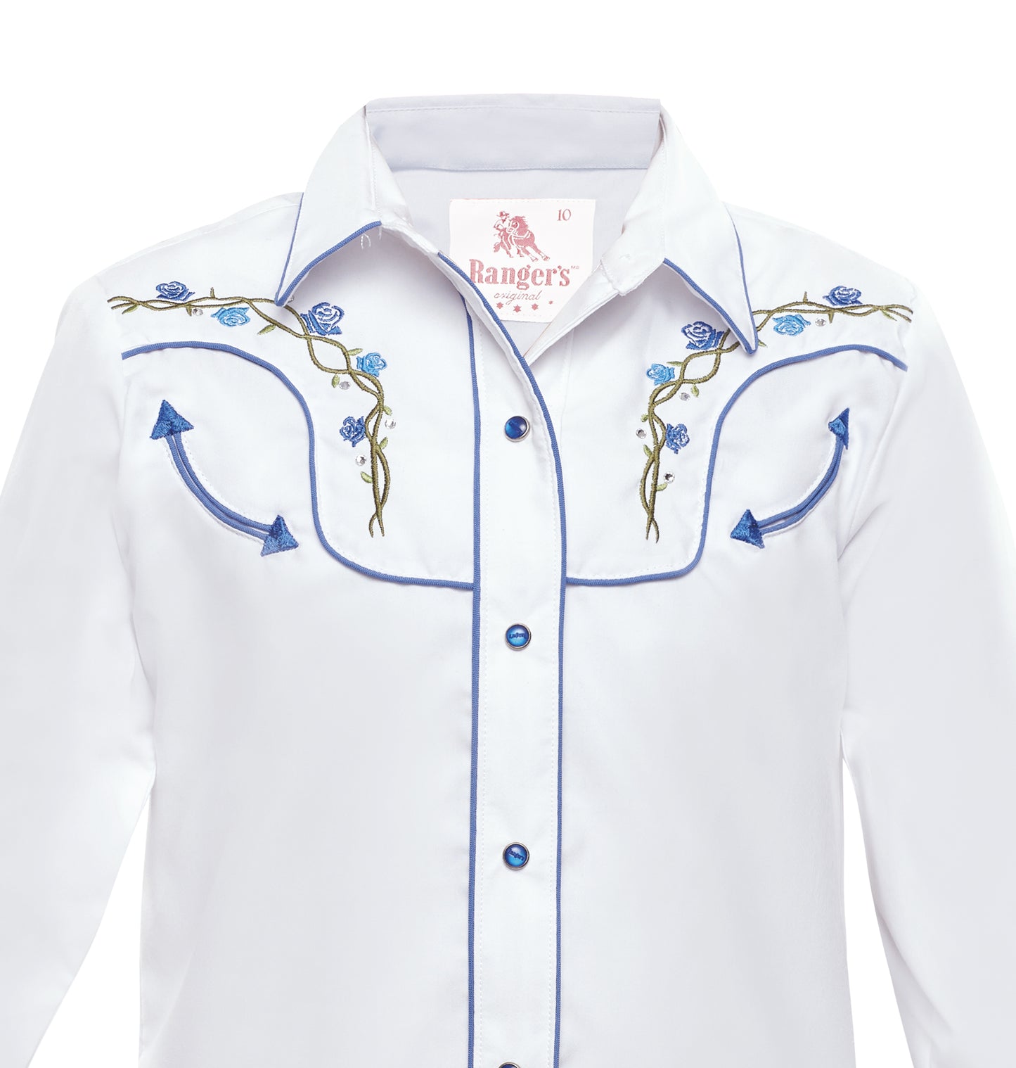 Rangers Florido 006NA01 Girls Cowboy Shirt White