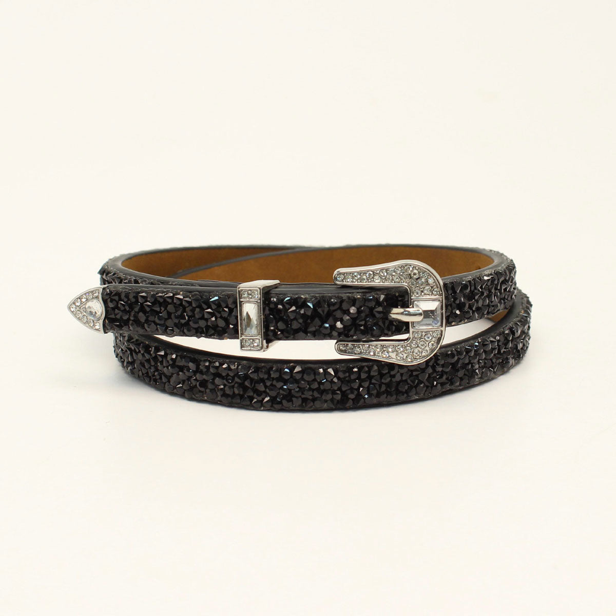 M&F HATBAND RHINESTONES 3 PIECE BUCKLE SET BLACK D740000001