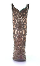 Load image into Gallery viewer, Corral E1594 Ladies Brown Metallic Inlay &amp; Embroidery With Crystal &amp; Stud Boots
