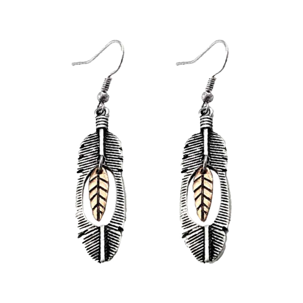 Western Express WE E-3705 Earrings Nature Feather Leaf