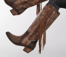 Load image into Gallery viewer, Corral Womens Bronze Fringe Tall Western Boot F1251
