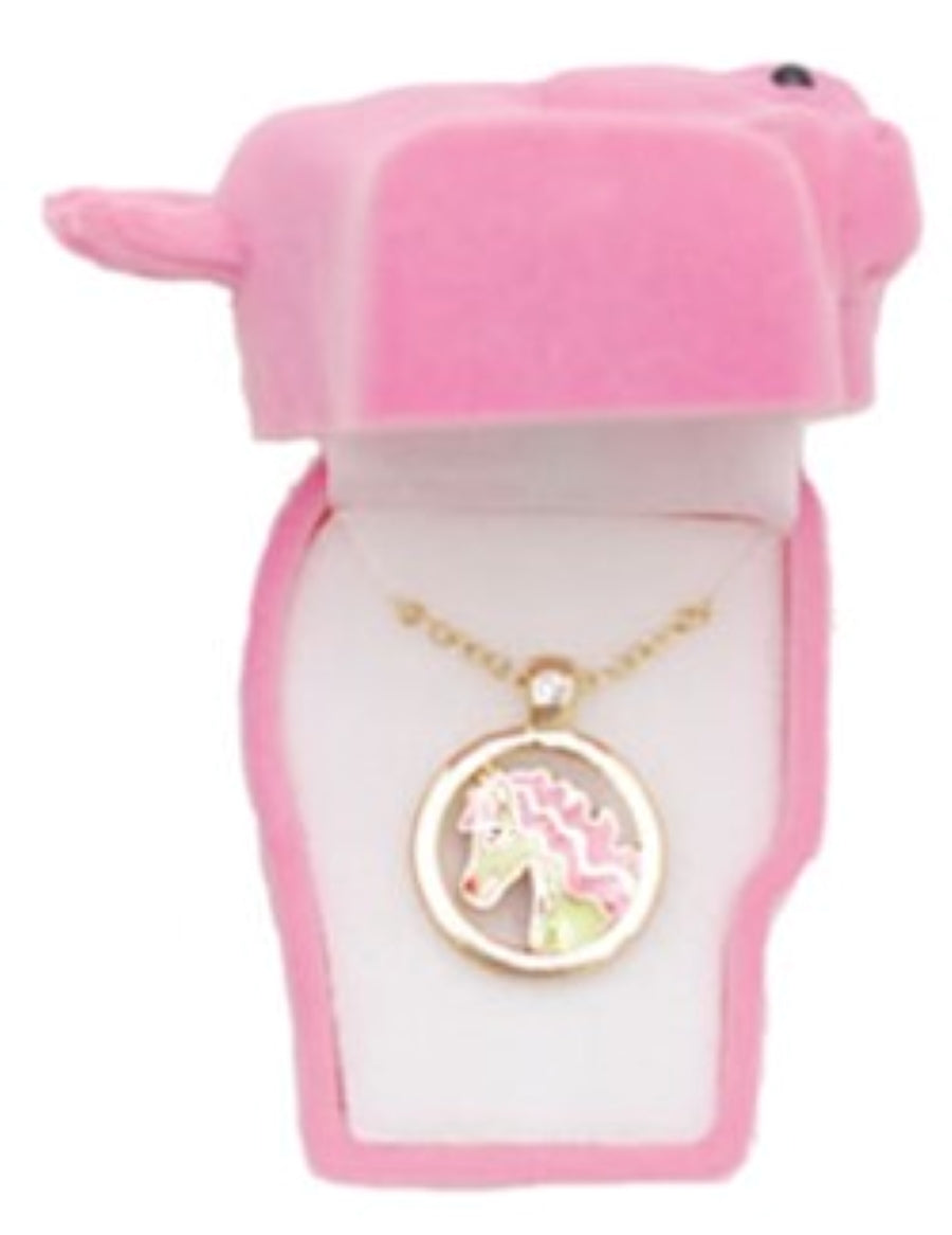 Western Express HN-13 Horse Head Necklace in Pink Horse Head Gift Box
