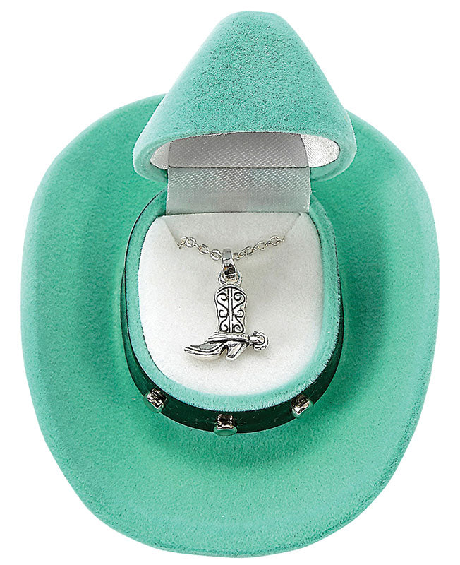 Western Express HN-1410 Cowboy Boot Necklace in Cowboy Hat Gift Box