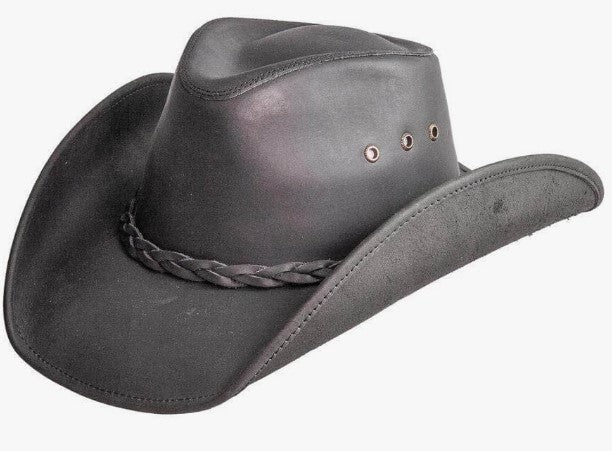 Hollywood Black Pinch Front Leather Cowboy Hat
