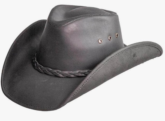 Hollywood Black Pinch Front Leather Cowboy Hat