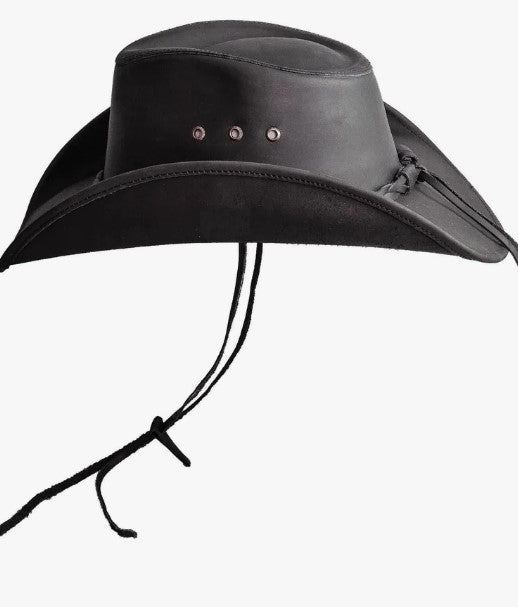 Hollywood Black Pinch Front Leather Cowboy Hat