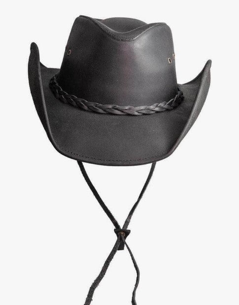 Hollywood Black Pinch Front Leather Cowboy Hat
