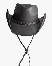 Load image into Gallery viewer, Hollywood Black Pinch Front Leather Cowboy Hat
