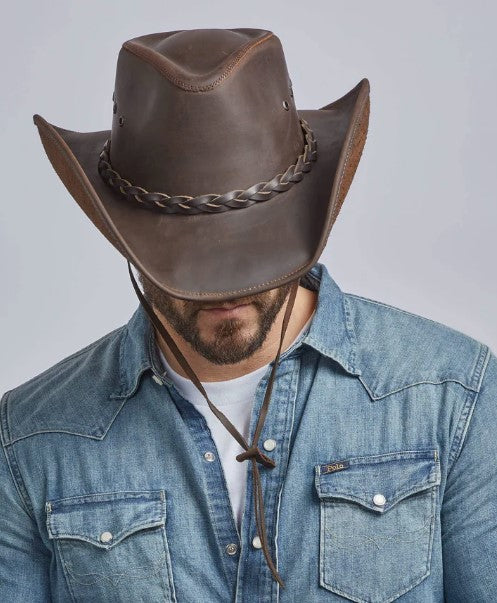 Hollywood Brown Pinch Front Leather Cowboy Hat
