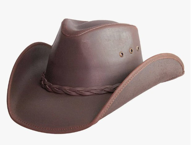 Hollywood Brown Pinch Front Leather Cowboy Hat