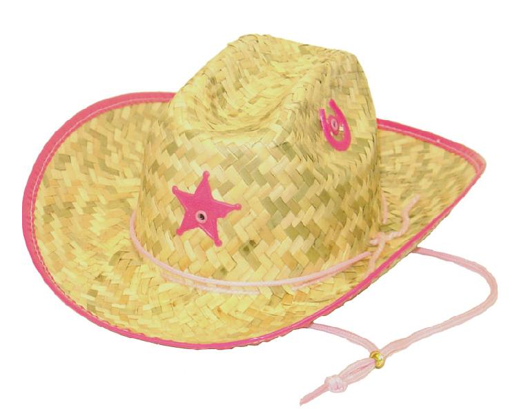 Western Express JJ-5 Palm Straw Hat Sheriff Pink