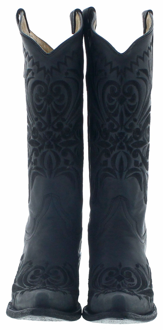 Circle G By Corral Women's Black Floral Snip Toe Boots L5433