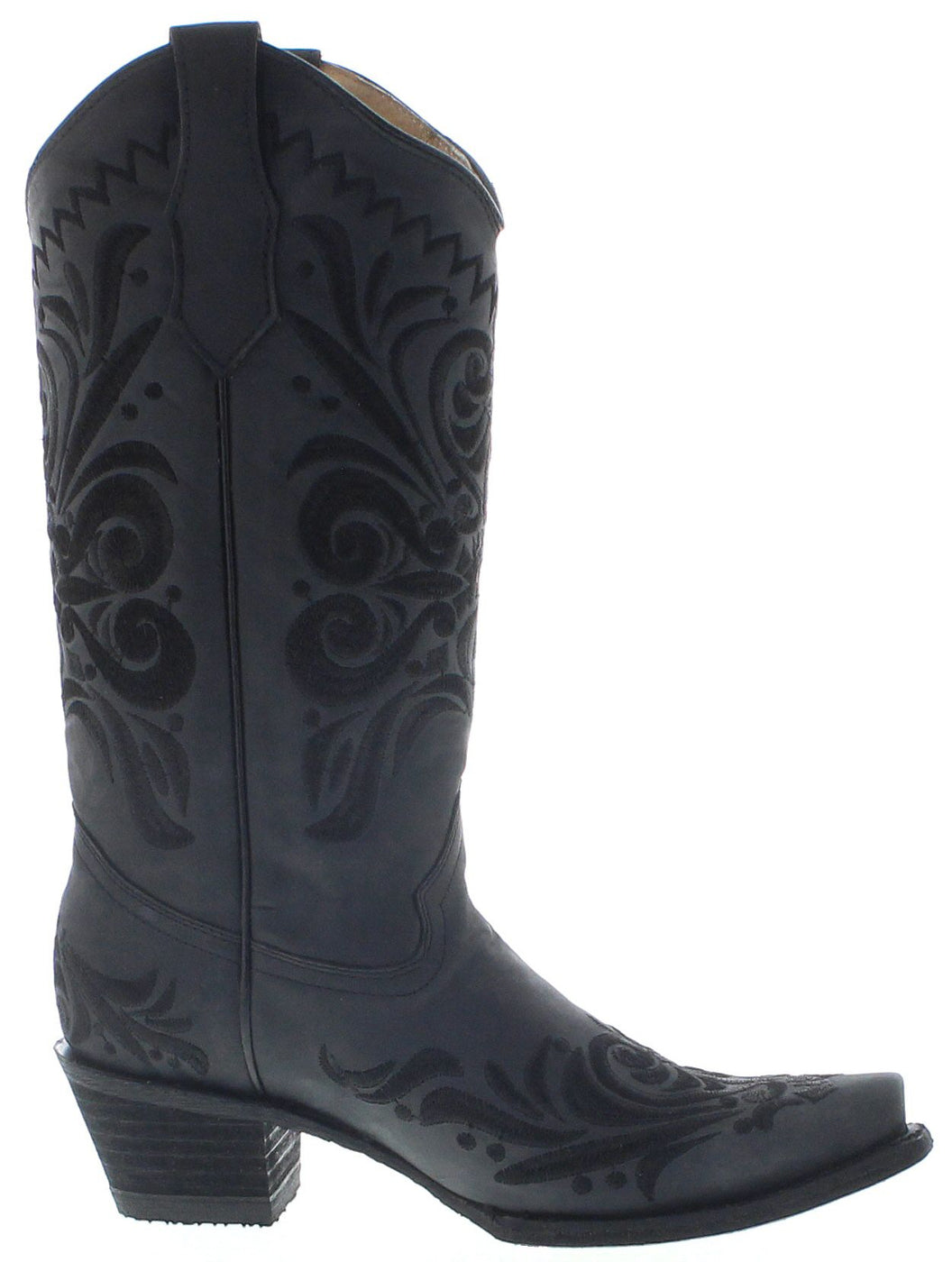 Circle G By Corral Women's Black Floral Snip Toe Boots L5433