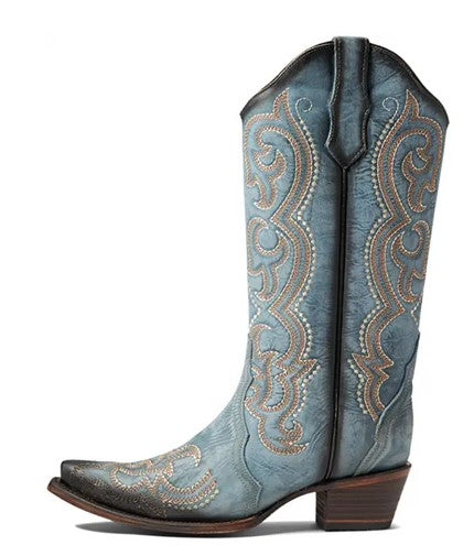 Circle G By Corral Ladies Blue Jean Embroidery & Triad Boots L5869