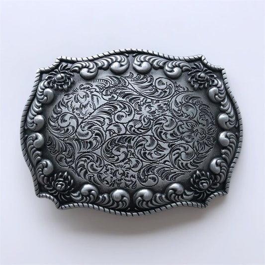 Antiqued brushed western pattern buckle LE010
