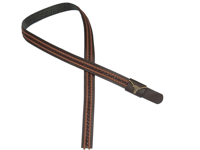 OC-298 Brown Leather Hatband with woven centre