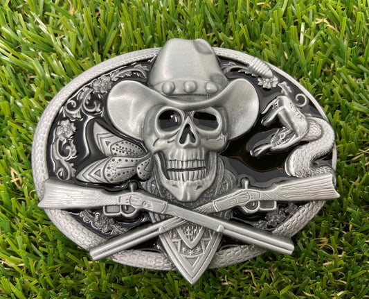 Buckle Western Cowboy Skull SK036 Black