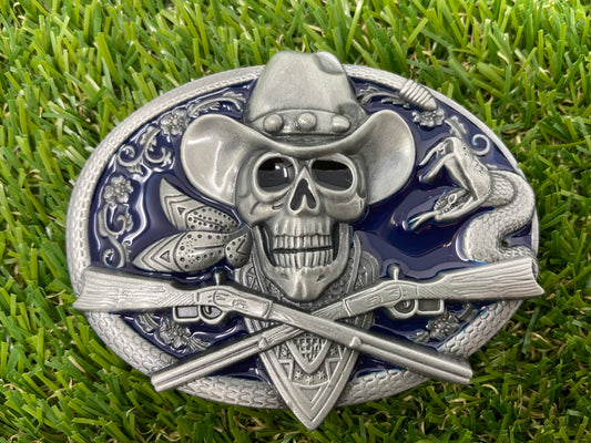 Buckle Western Cowboy Skull SK036 Blue