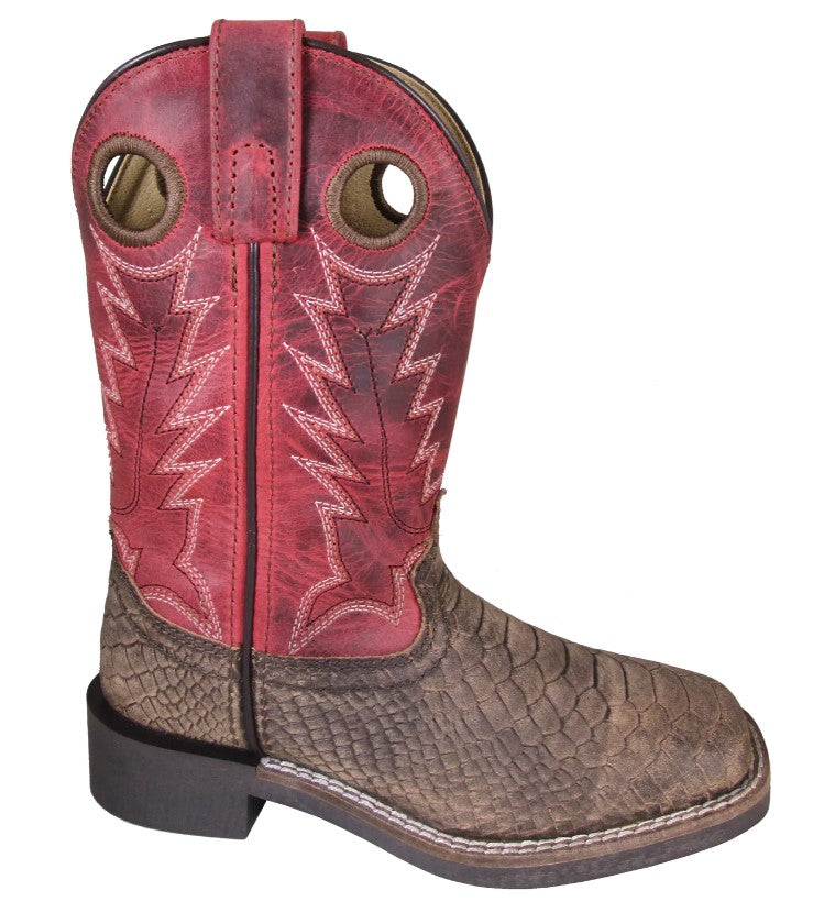 Smoky Mountain Boots 3072C Viper Brown/Red Western Childrens Boots