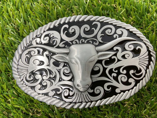 Buckle Western Longhorn Bull WT015 Black
