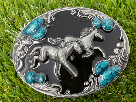 Buckle Running Horses WT053