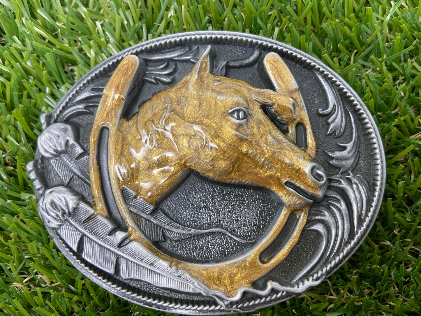 Buckle Western Horse Gold Enamel WT058GD