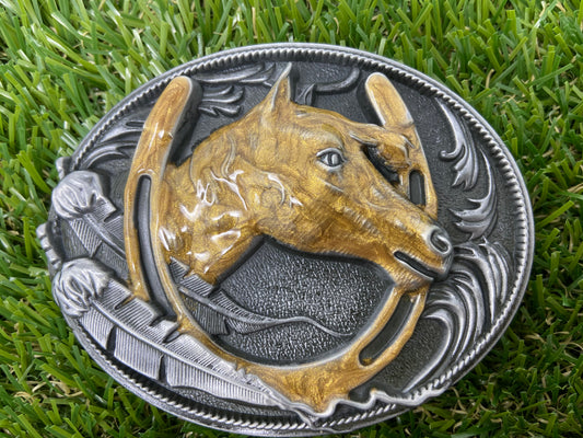 Buckle Western Horse Gold Enamel WT058GD