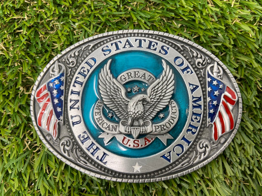 Buckle US Eagle Flag Oval Vintage WT087