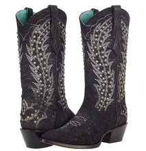 Load image into Gallery viewer, Womens Black Studded Corral Western Boots C3829
