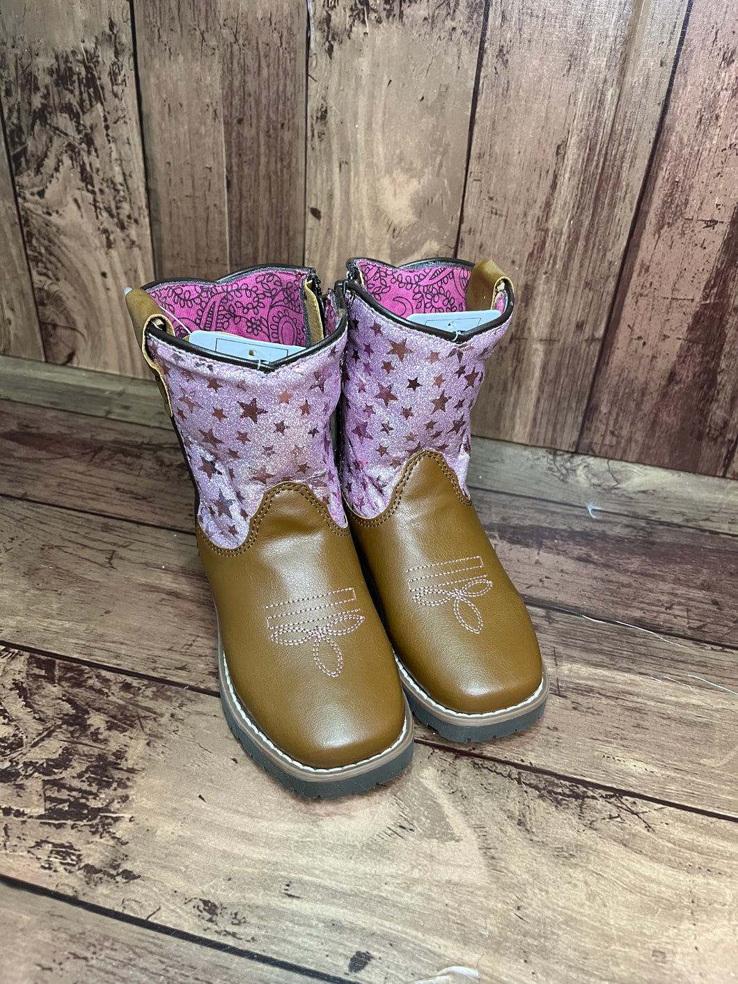 Smoky Mountain Boots 3228T Autry Brown/Pink Western Toddler Boots