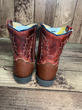 Load image into Gallery viewer, Smoky Mountain Boots 3057T Autry Ostrich Print Brown/Red Western Toddler Boots
