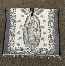 Load image into Gallery viewer, Traditional Mexican Poncho Blanket Grey
