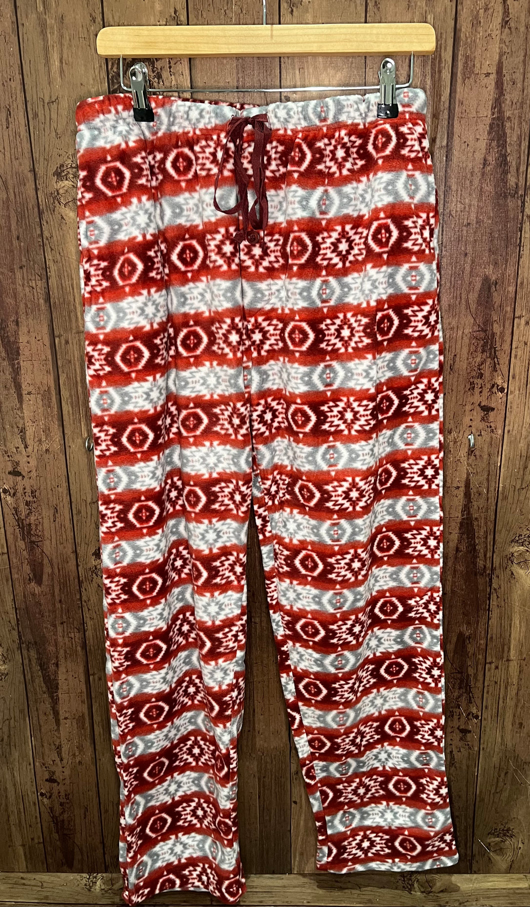 NY Unisex Lounge Pants/Pyjama Bottoms Red Aztec Print