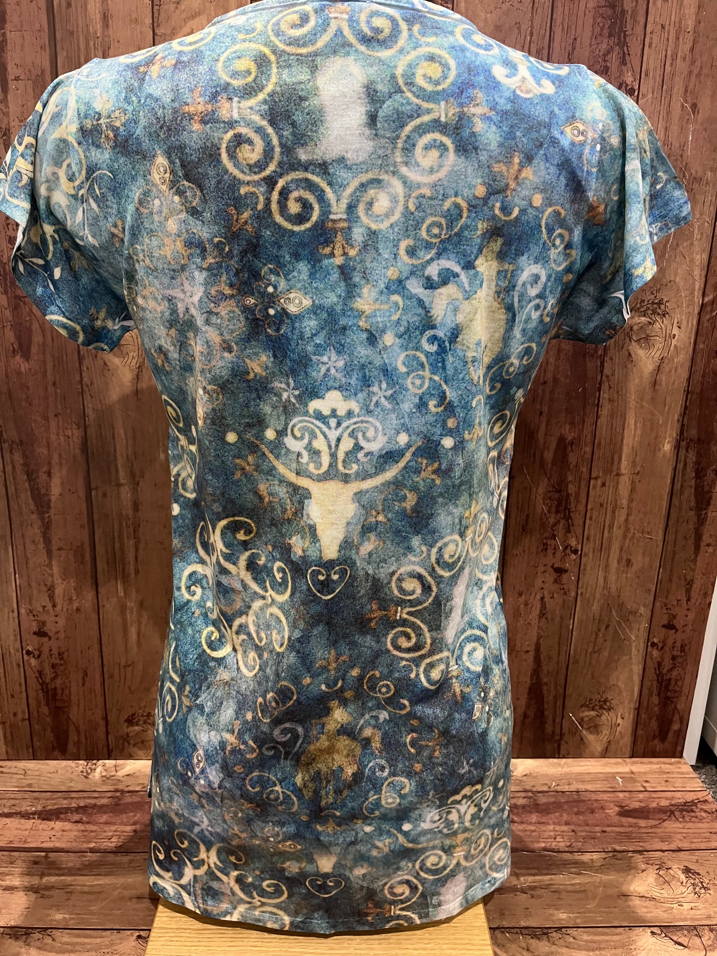 Sun Shirts 6657-300 Western Tie Dye 360 pattern V Neck T-Shirt