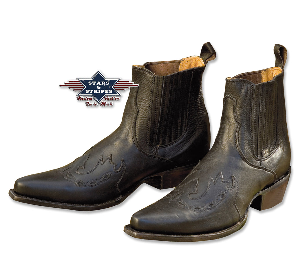 S&S WB-08 Western Black Mens Ankle Boots