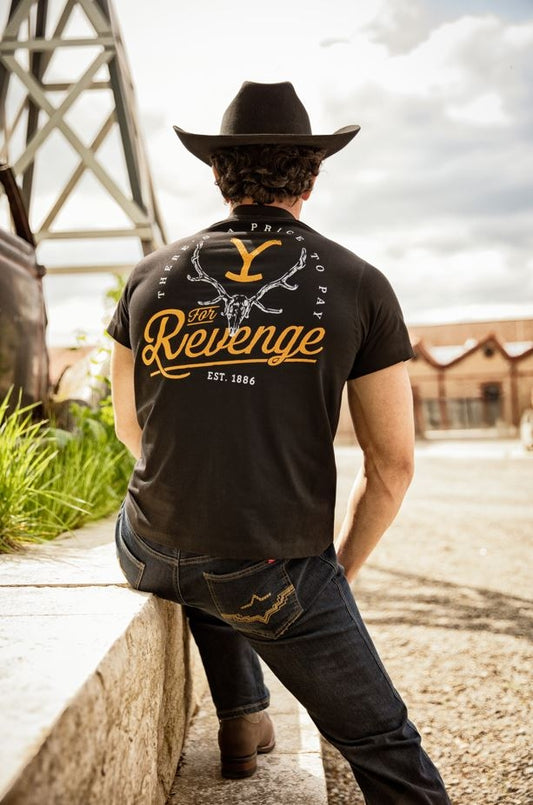 Offical unisex Yellowstone Tee For Revenge in Black
