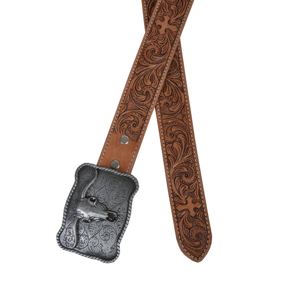Myra S-4818 Structured Hand-Tooled Leather Belt