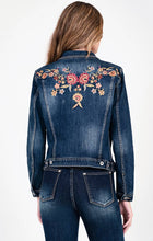 Load image into Gallery viewer, Grace in LA Floral Embroidery Detail Denim Jacket TE-51933

