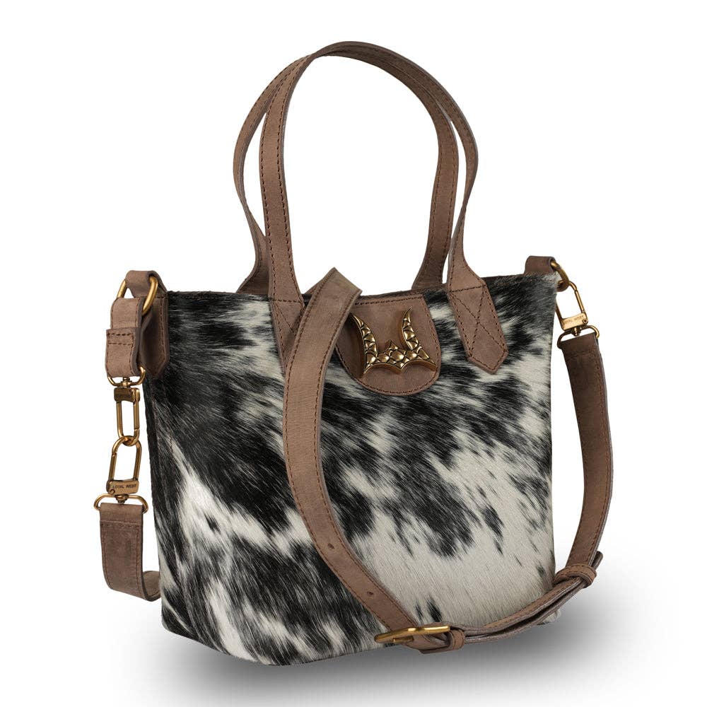 Myra Dakota Medium CrossBody - Black & White Cowhide: Black & White