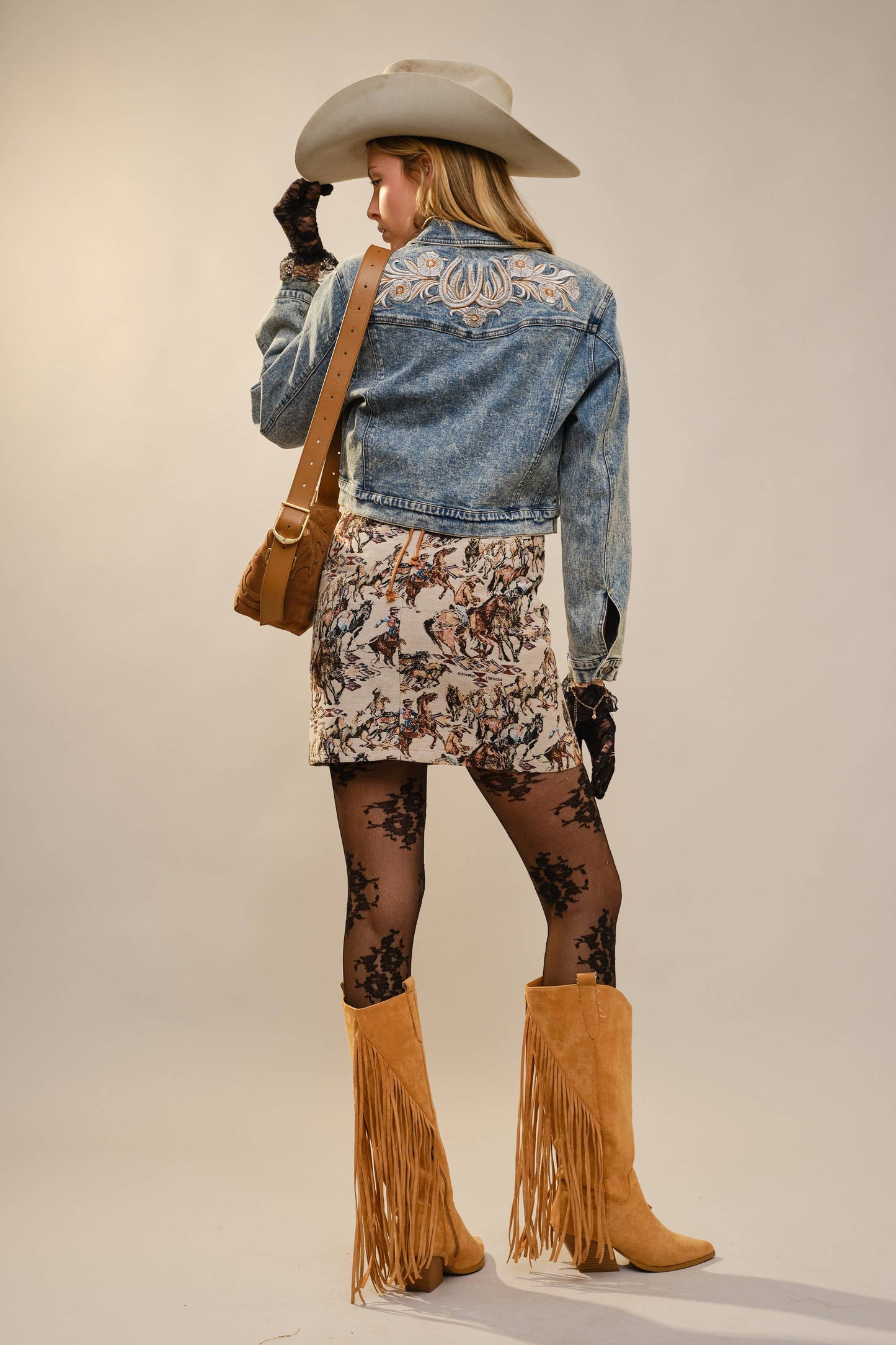 Blue B 23501J - Garment Washed Embroidered Denim Jacket: LIGHT WASH