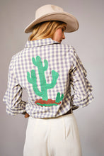 Load image into Gallery viewer, Blue B 23566T - Gingham Embroidered Western Snap Blouse: GREY
