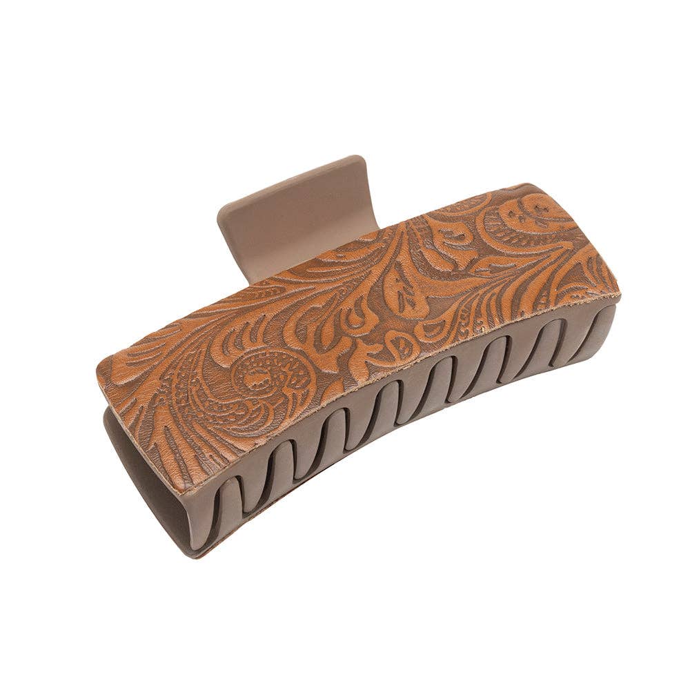 Myra S-10218 Blossom Ridge Claw Clip Hand-Tooled