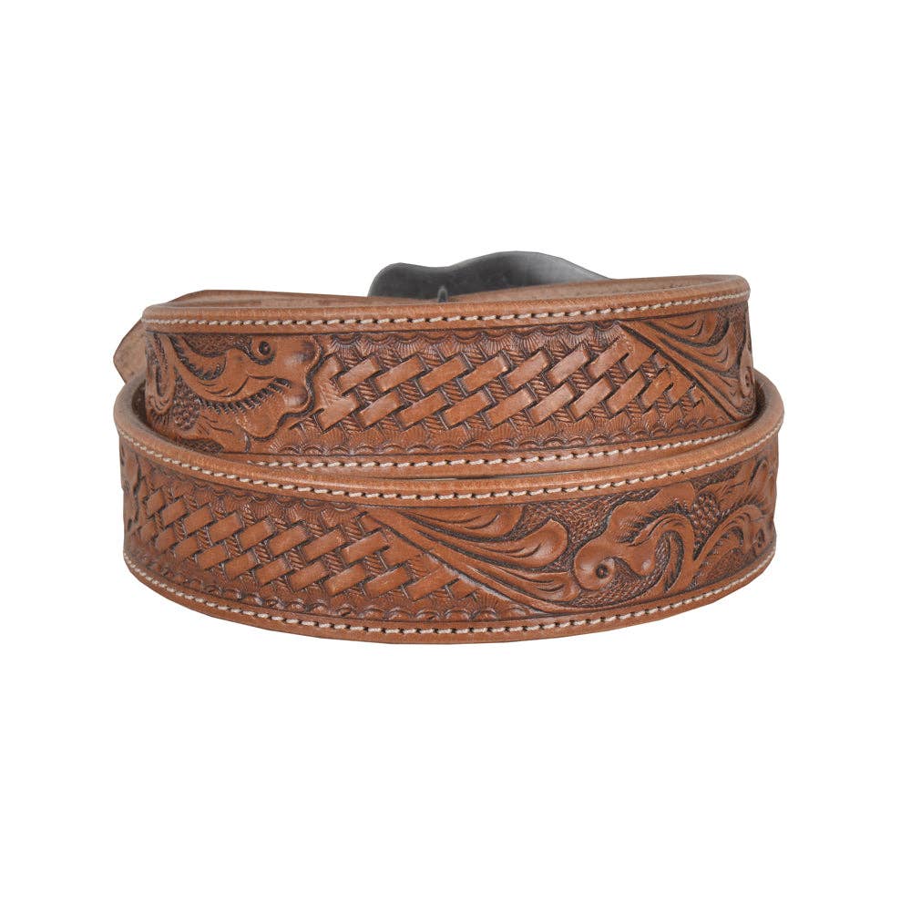 Myra Vines S-4819 Hand-Tooled Leather Belt in Brown