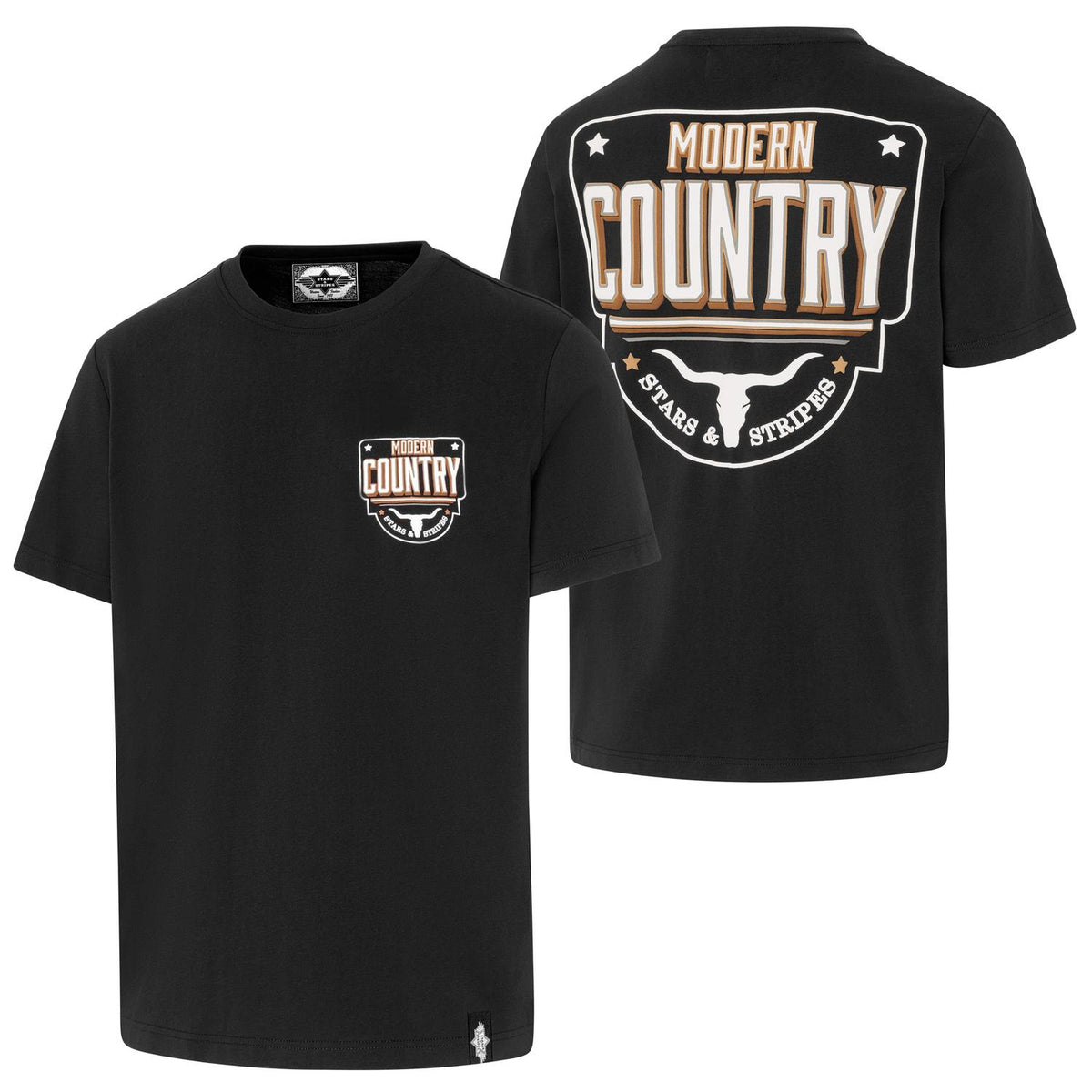 Stars & Stripes Modern Country Unisex Tee in Black