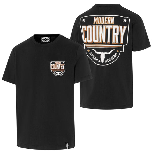 Stars & Stripes Modern Country Unisex Tee in Black