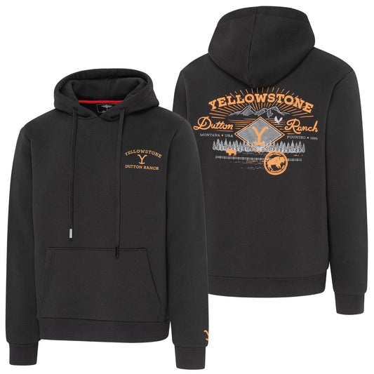 Stars & Stripes Yellowstone Dutton Ranch Hoodie in Black
