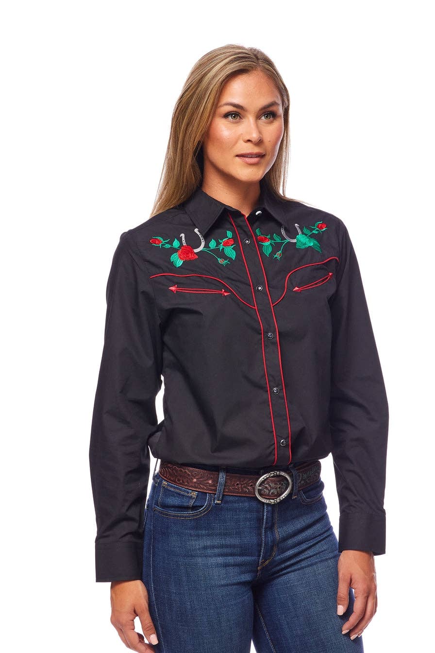 Women's Embroidered Western Inspired Snap Shirt LS500-510