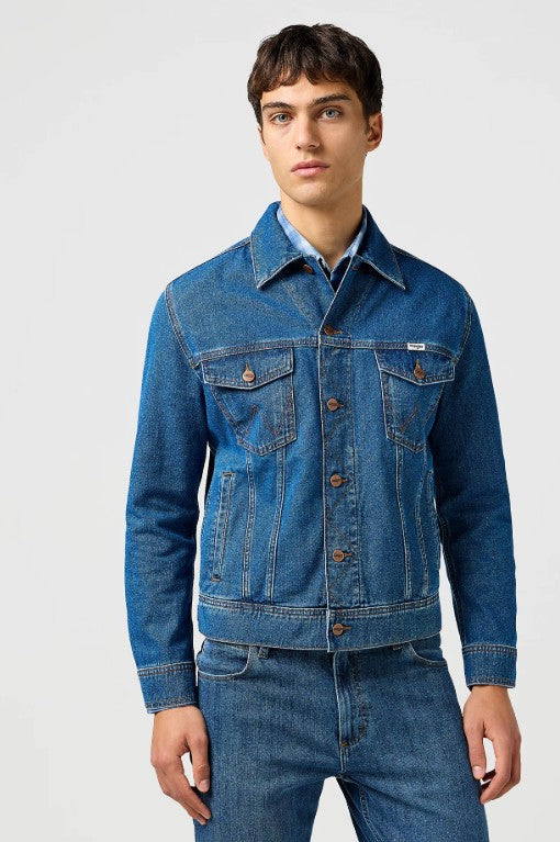 Wrangler Mens Regular Classic Demin Jacket  in Stonewash 112362737