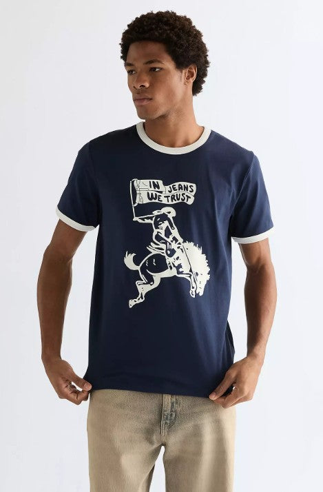 Wrangler Regular Ringer Tee 112378010 in Navy